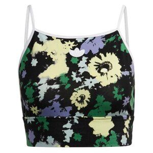 Adidas Originals Floral Sports Bra Top Womens L Black Multicolor New
